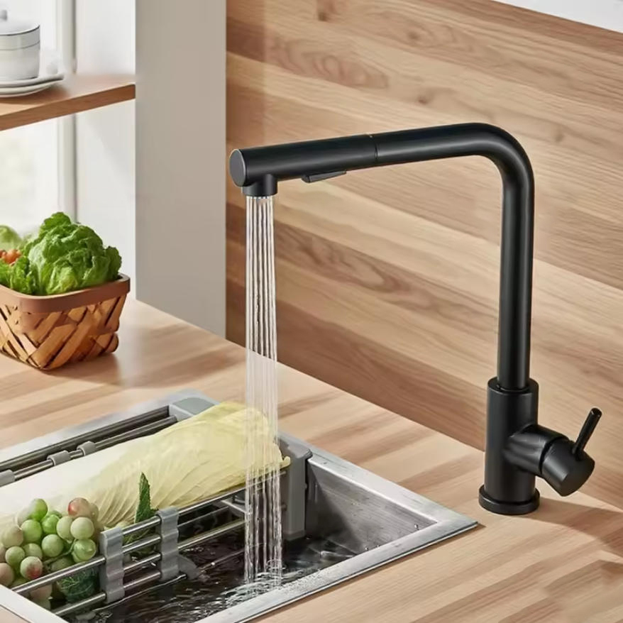 Commercial Kitchen Mixer Tap - Black Pull Out Kitchen Sink Faucet
