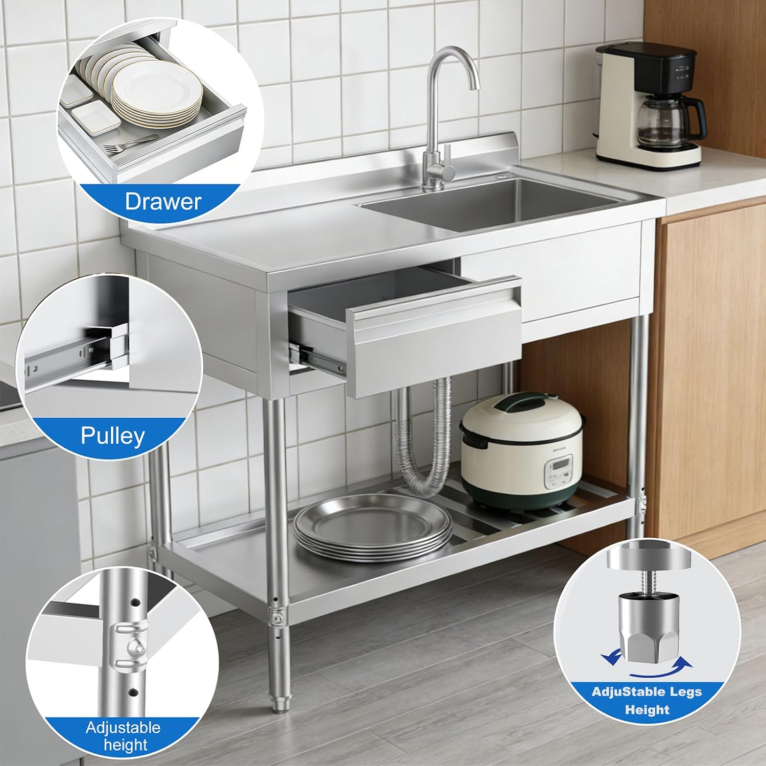Stainless Steel Utility Sink W - đánh giá và giá Commercial Kitchen Plumbing